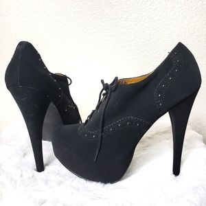 Black rhinestone embellished ankle boots